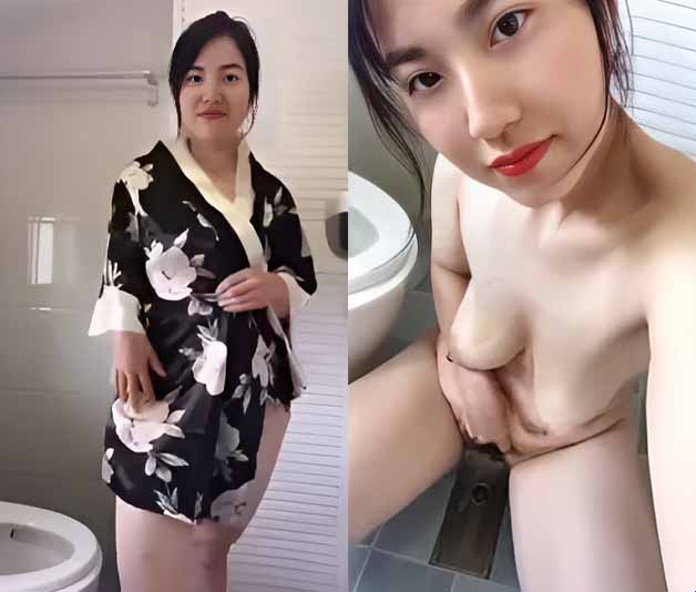 洗完澡後，漂亮女孩幹她的陰戶給她的男朋友看